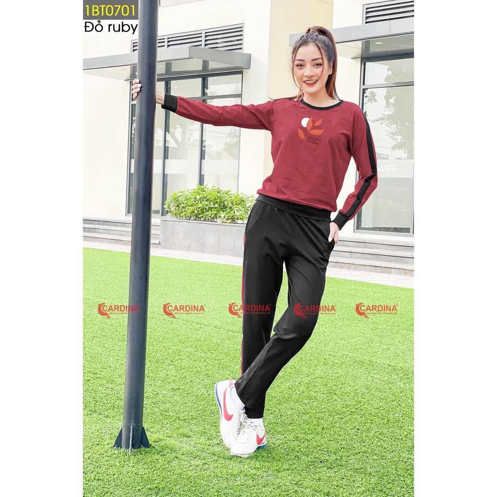 Bộ Thu Đông Nữ 𝐂𝐀𝐑𝐃𝐈𝐍𝐀 Chất Cotton Dáng Thể Thao Cao Cấp Họa Tiêt In Lá, Trẻ Trung, Năng Động 1BT07