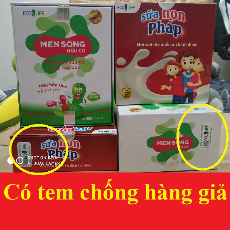 COMBO Men sống hữu cơ + sữa non pháp Ecolife hộp 30 gói date 2026