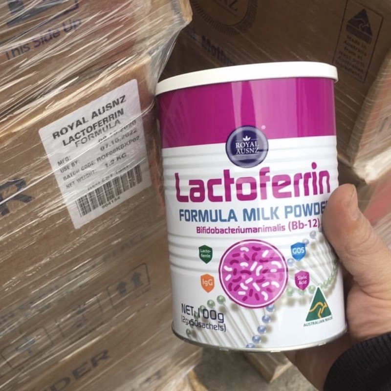 Sữa Bột Hoàng Gia Úc Lactoferrin Formula Milk BB-12 ROYAL AUSNZ Tăng Cường Hệ Miễn Dịch Cho Trẻ 100g, Date 2024