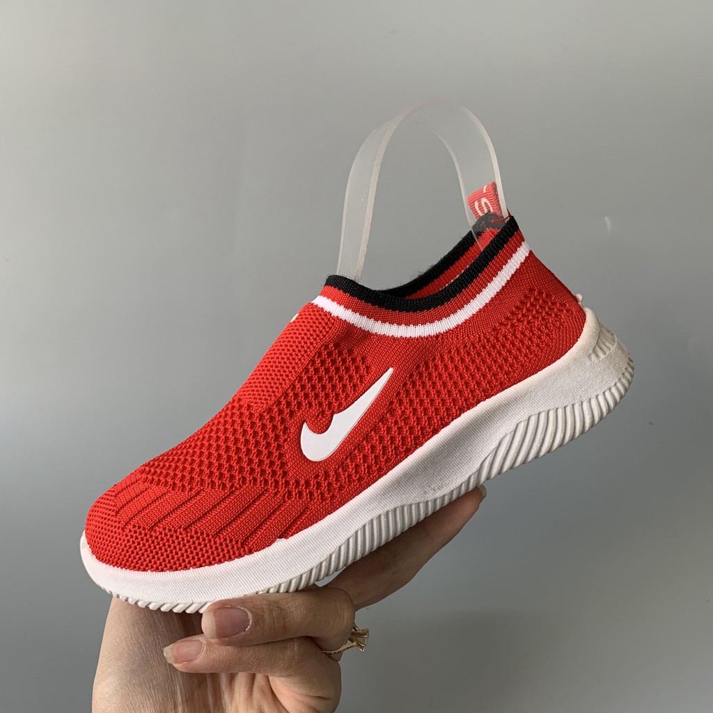 M187 (Ảnh thật) Giày trẻ em lưới lười chun đỏ nike