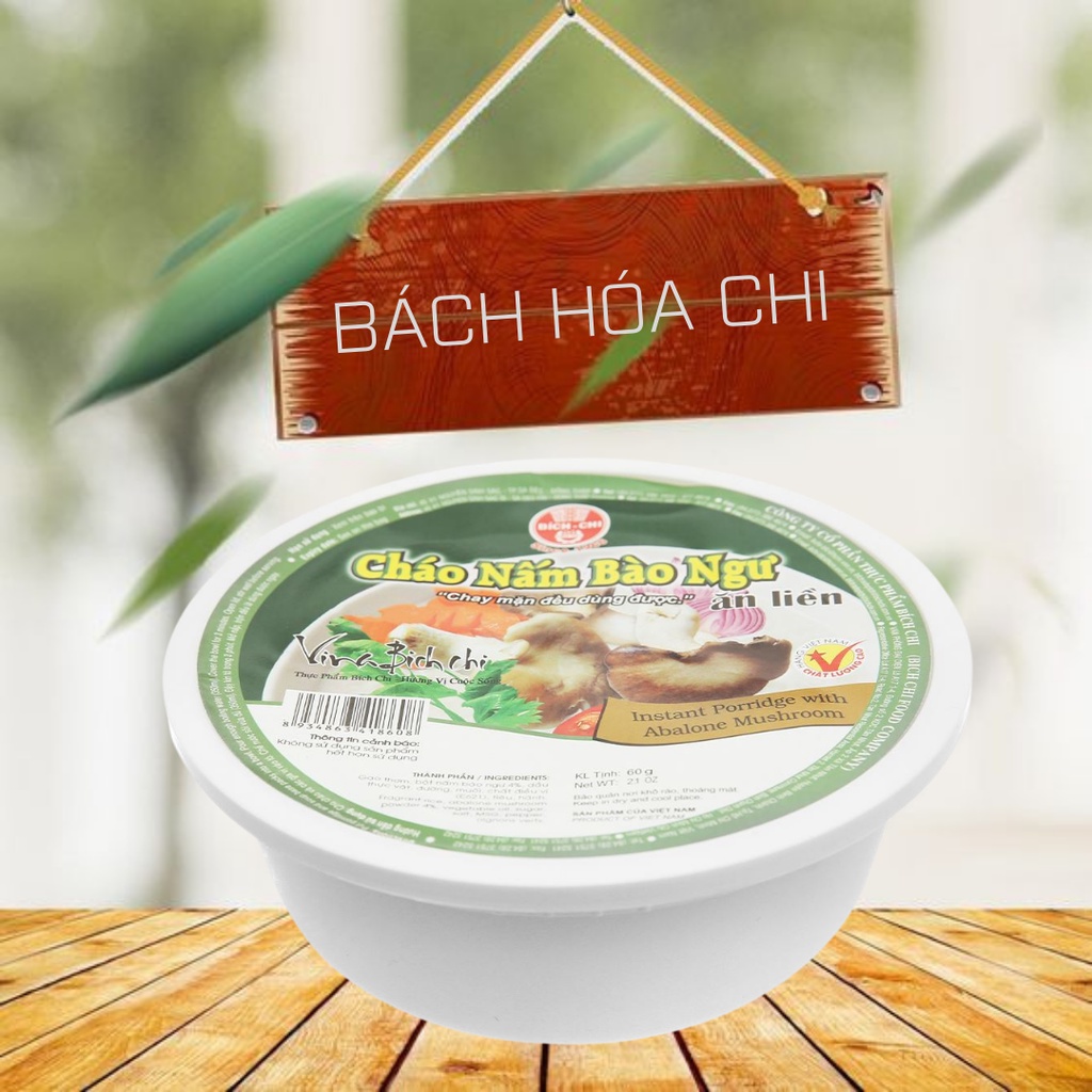 Thùng 12 tô Cháo chay nấm bào ngư Bích Chi tô 60g