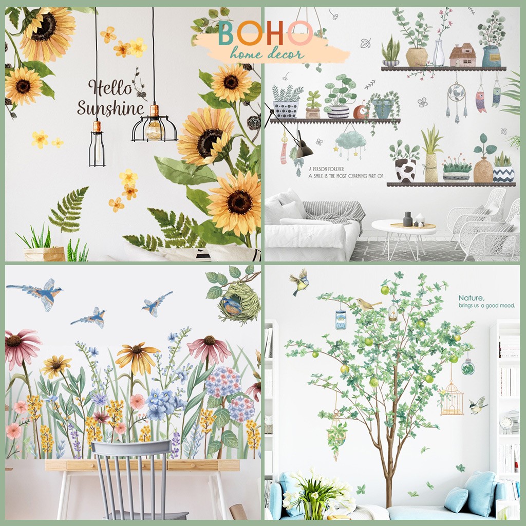 Decal dán tường, tranh dán tường Hàn Quốc trang trí phòng khách, coffee nhiều mẫu...