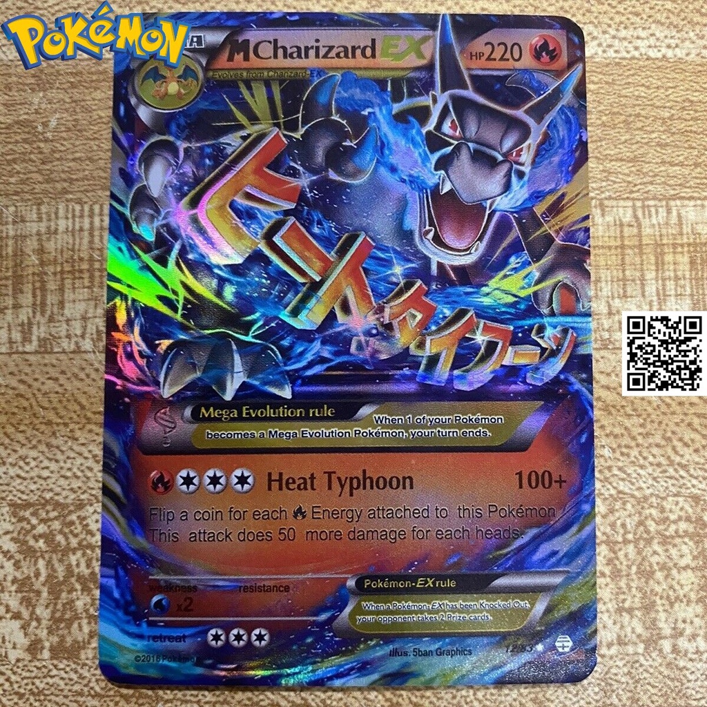 Thẻ MCharizard EX tiến hoá mega phản quang Trading card Bài pokemon TẶNG Sleeves bọc bài 1459 D3 3 12-83