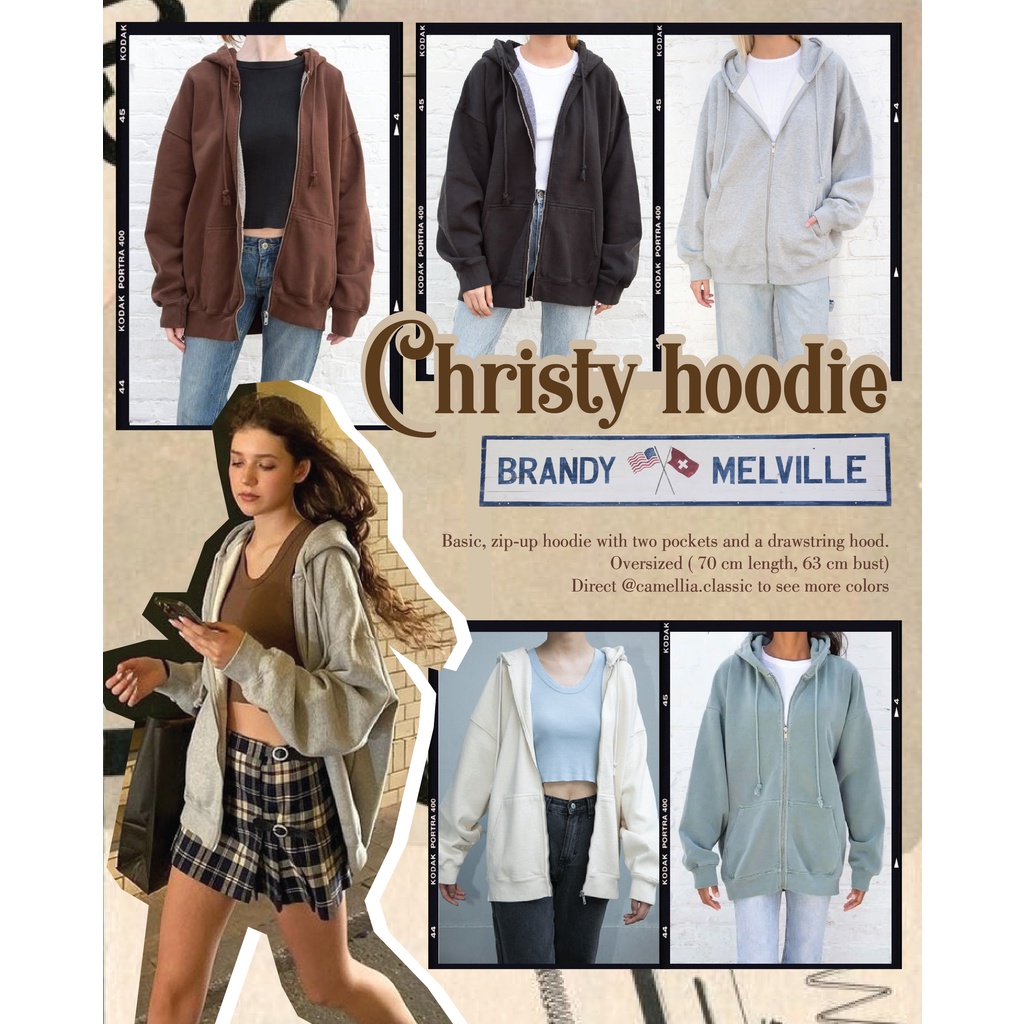 Áo nỉ trùm đầu Christy hoodie [Brandy Melville] | WebRaoVat - webraovat.net.vn