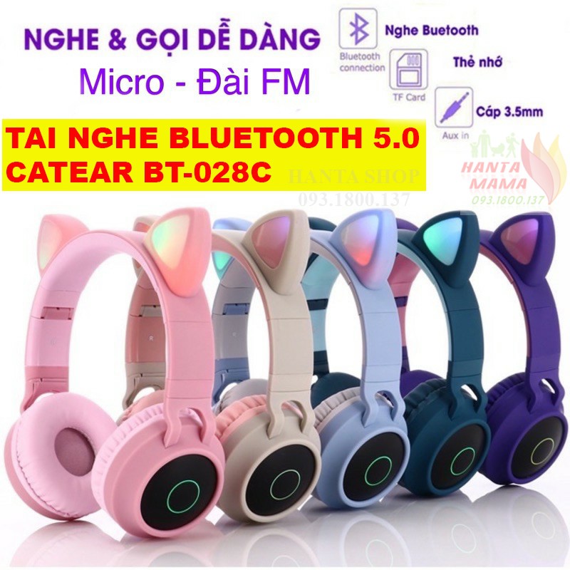 Free Ship 🎁🎁🎁Tai nghe tai mèo bluetooth Cat Ear BT028C - Tai phone không dây âm thanh sống động, thiết kế trẻ trung