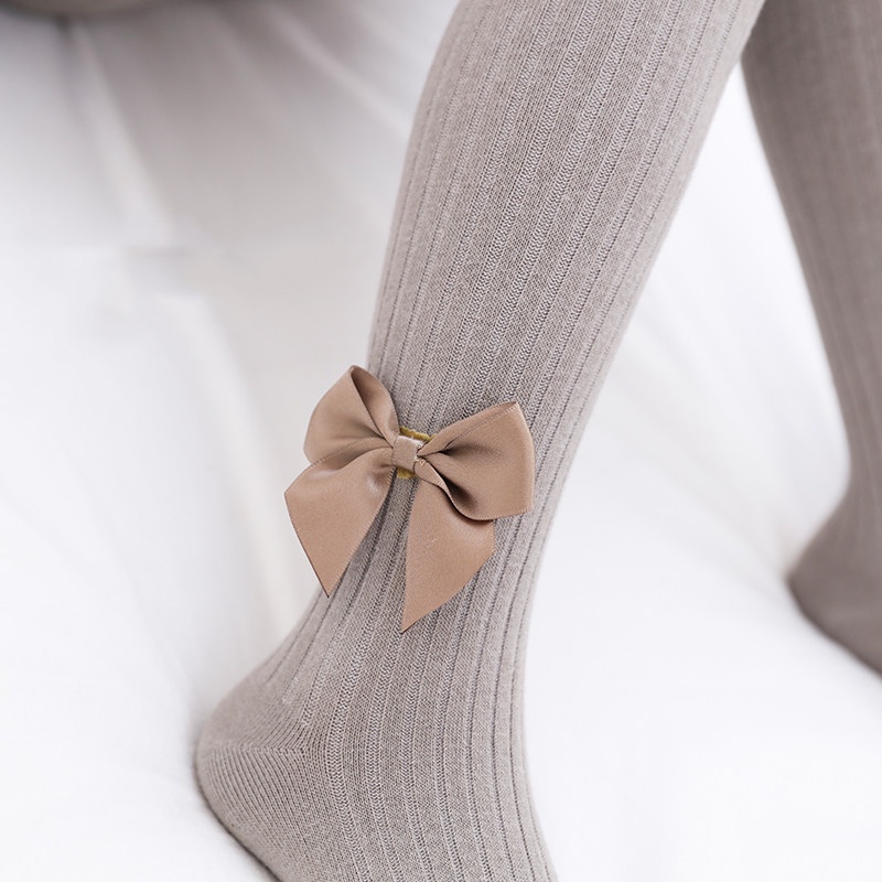 Quần Tất Cotton Dệt Kim Đính Nơ Cho Bé Gái 0-8 Tuổi