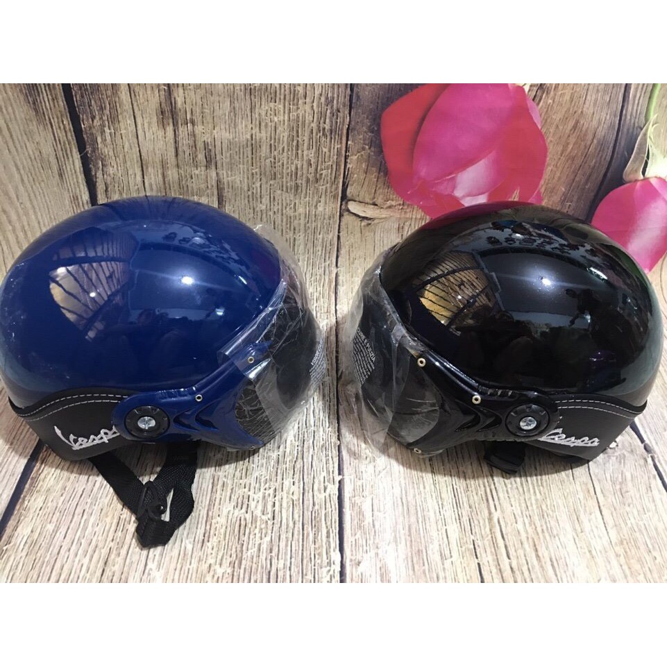 Mũ Bảo Hiểm Tặng Kính Chắn Gió Bụi Bẩn Nửa Đầu Nam Nữ [ UNISEX ] Vespa An Toàn Sức Khỏe