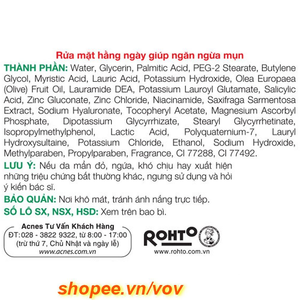 Kem Rửa Mặt Acnes Giúp Ngừa Mụn Creamy Wash 100% Chính hãng vov cung cấp và bảo trợ.