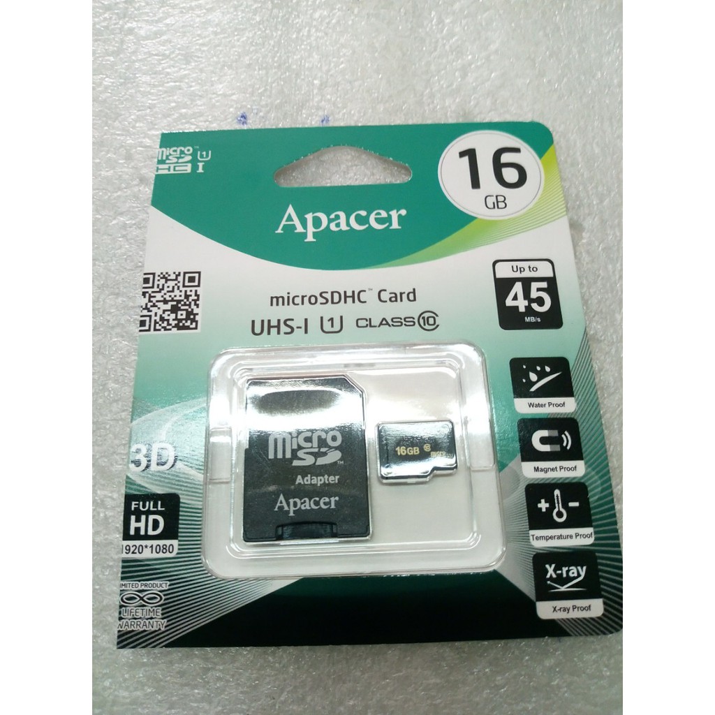 Thể nhớ Apacer MicroSD Class 10 - 16GB / Adapter kèm