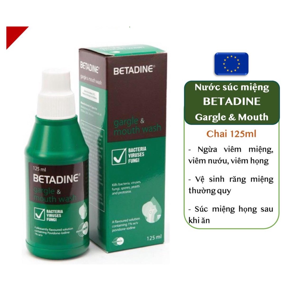 NƯỚC SÚC HỌNG VỆ SINH KHOANG MIỆNG BETADINE GARGLE &amp; MOUTH WASH 125ML CHÍNH HÃNG - 10666