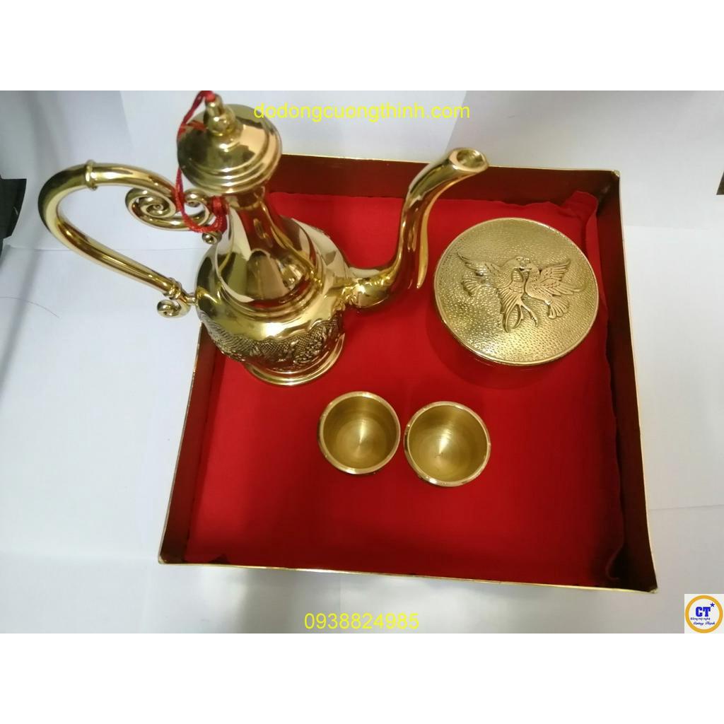 Bộ khay trầu hỏi cưới bằng đồng