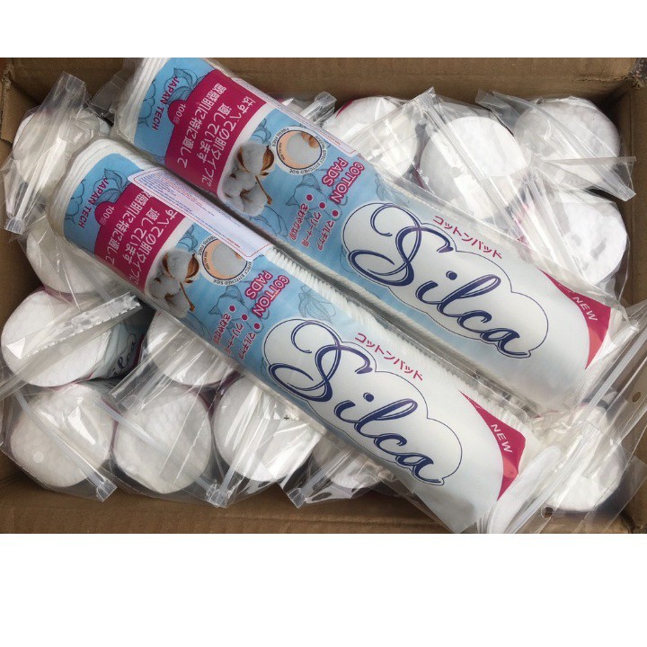 Bông Tẩy Trang Silca Nhật Bản 120 miếng  FREESHIP  thiết kế mặt tròn viền , bông mềm mịn ,không kích ứng da sài cực đã