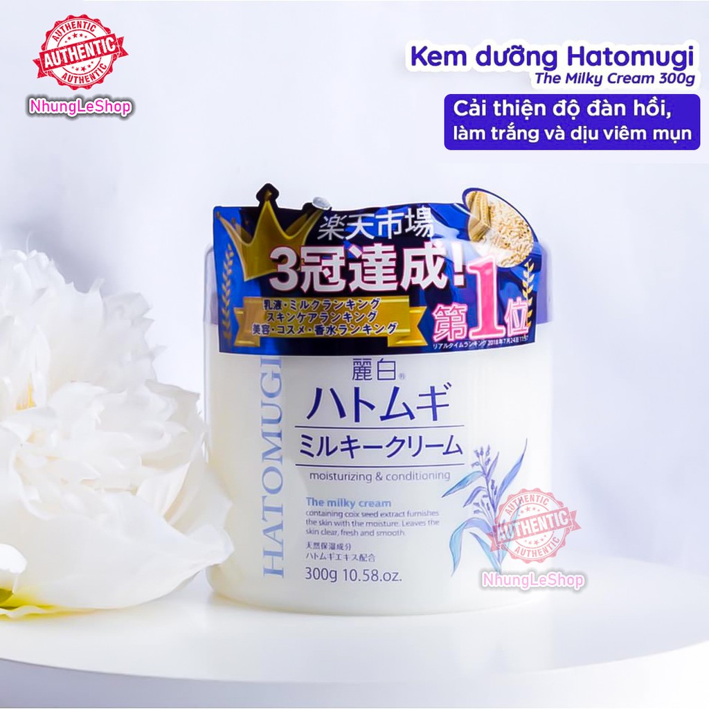 Kem Dưỡng Ẩm Trắng Da Hạt Ý Dĩ Hatomugi Moisturizing &amp; Conditioning The Milky Nhật Bản 300g