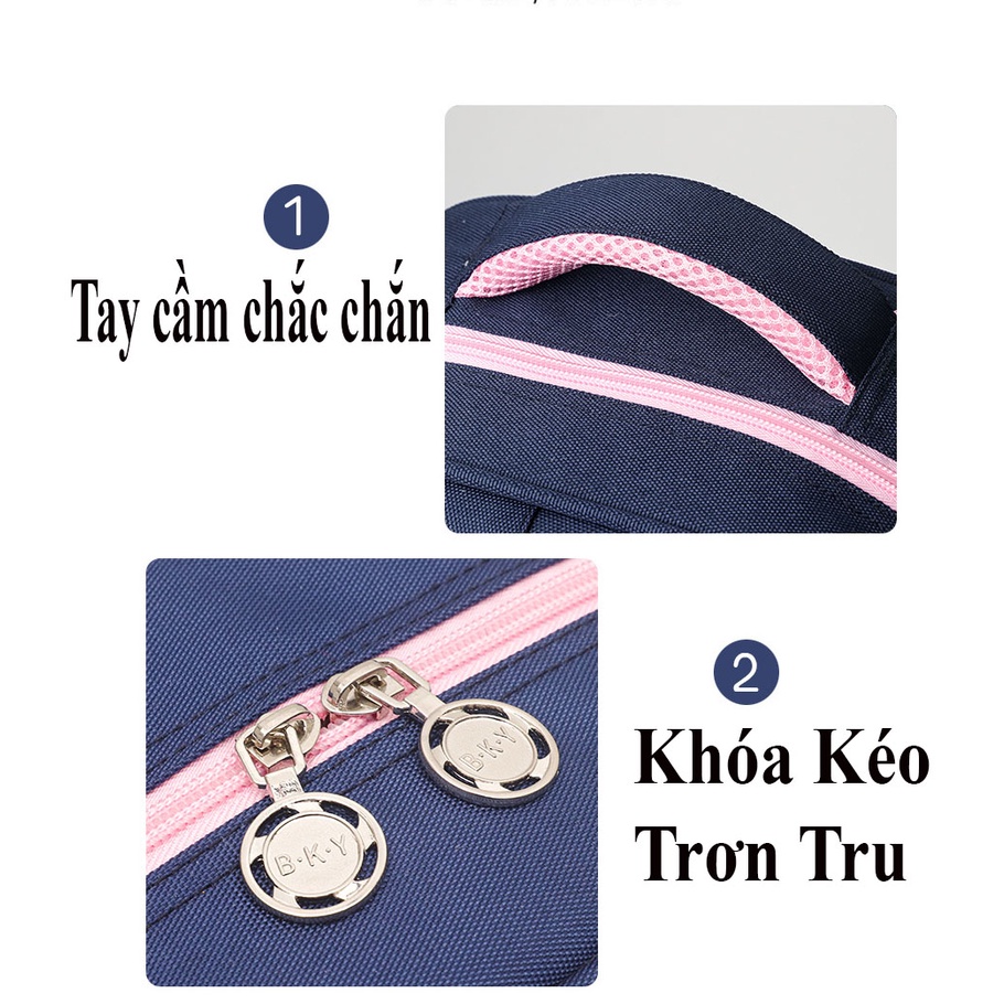 [Balo Gấu BEIKE - Size41] Cặp học sinh cao cấp cho bé lớp 2 tới lớp 6, chất liệu siêu nhẹ tặng kèm túi đựng bút