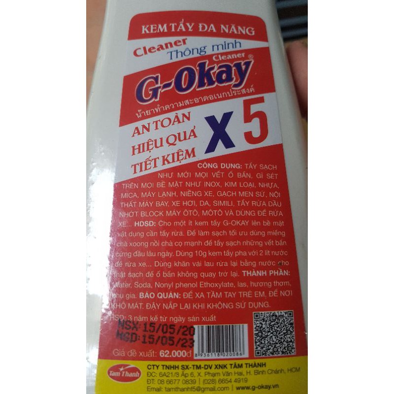 nước tẩy rửa đa năng 600 gram G okay