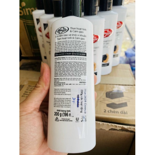 Sữa tắm Lifebuoy than hoạt tính và cám gạo - Hàng Công ty/chai 200gr