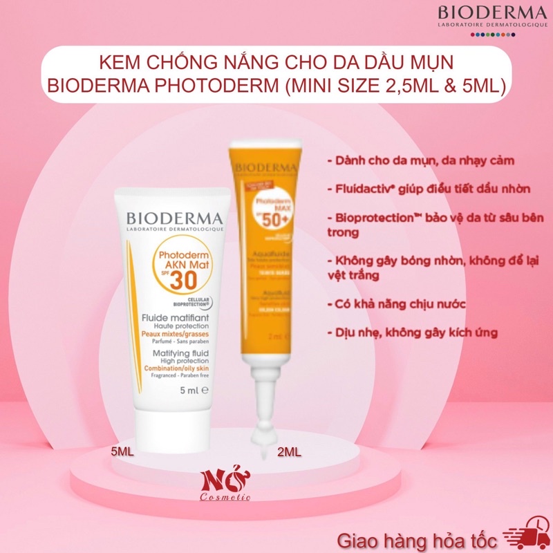 Mini 5ml - Kem Chống Nắng BIODERMA PHOTODERM AKN MAT SPF 30 - Dành Cho Da Dầu Mụn