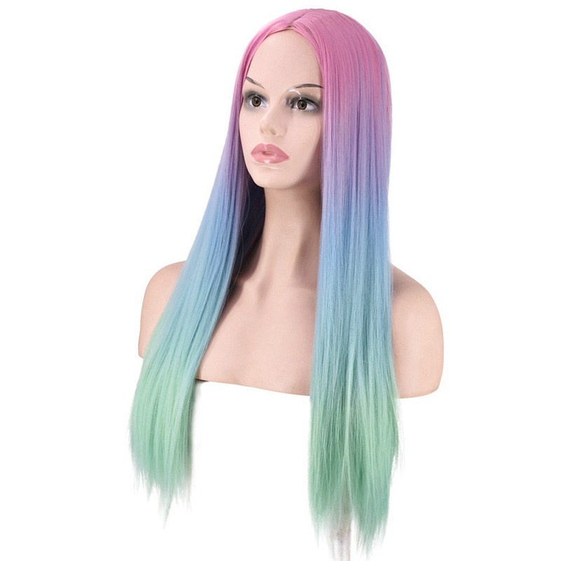 COD y Fashion Long Straight Hair Wig Cosplay Costume Gradient Color YTVN