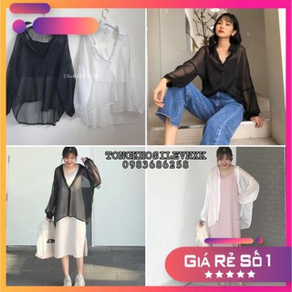 SALE -  SET ÁO SƠ MI GIẤY BUỘC FORM RỘNG TAY BỒNG PHỐI ÁO 2 DÂY - ÁO SƠ MI KHOÁC NGOÀI ĐEN TRẮNG HOT