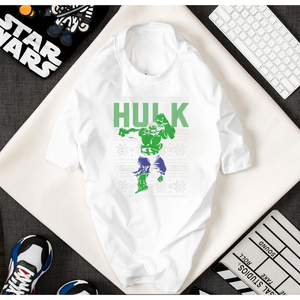 ÁO THUN UNISEX TAY NGẮN CỔ TRÒN MARVEL KHỔNG LỒ XANH-HULK IN HÌNH DỄ THƯƠNG GIÁ RẺ CỰC SHOCK CÓ SIZE TRẺ EM - 817