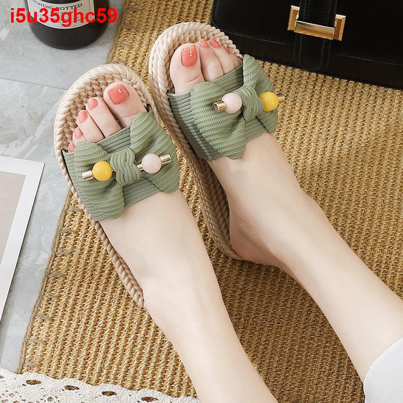 Dép nữ thời trang hè thu mặc nhà bowknot lưới màu đỏ mới nhất phiên bản hàn quốc của tất cả các loại và chống t