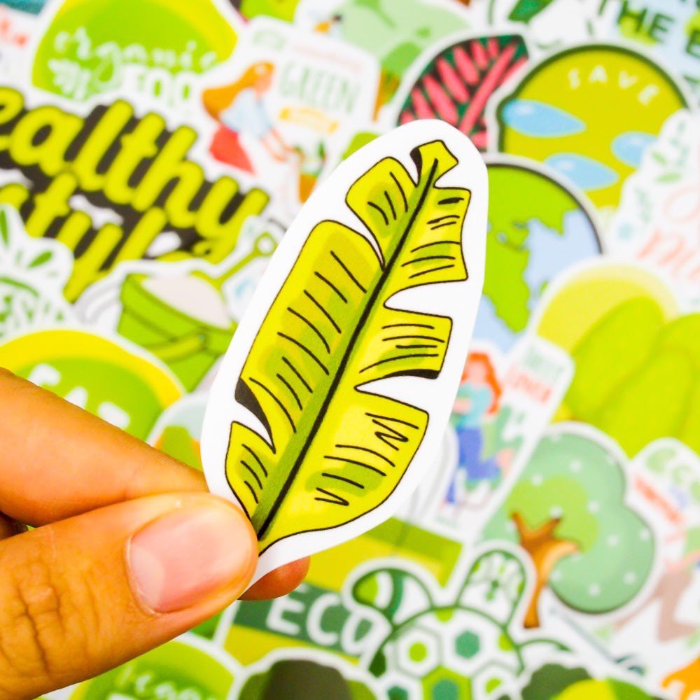 Green Xanh lá - hộp set 100 sticker decal hình dán nón bảo hiểm , laptop, xe máy, ô tô - STICKER FACTORY