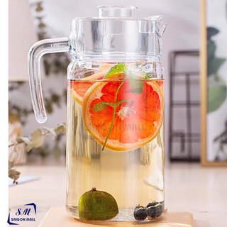  Bình đựng nước thủy tinh quai cầm dáng trụ tròn 1.85l bình lớn dày chất lượng sang trọng 