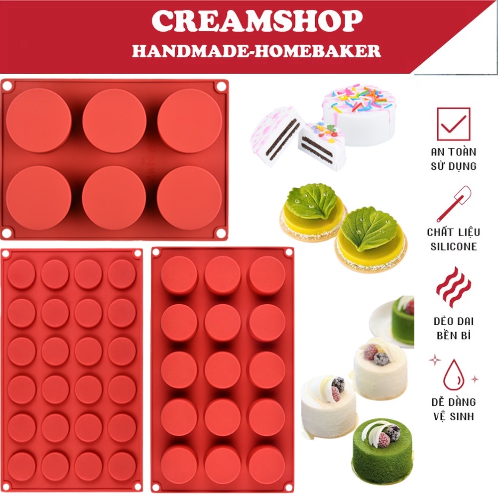 Khuôn Silicon Hình Trụ Tròn Nướng Bánh - Làm Chocolate - cheesecake - mousse - Pudding - Xà Phòng - Dụng Cụ Làm Bánh