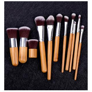 11 pcs/Pack Beauty Tools Makeup Brush Bamboo Handle