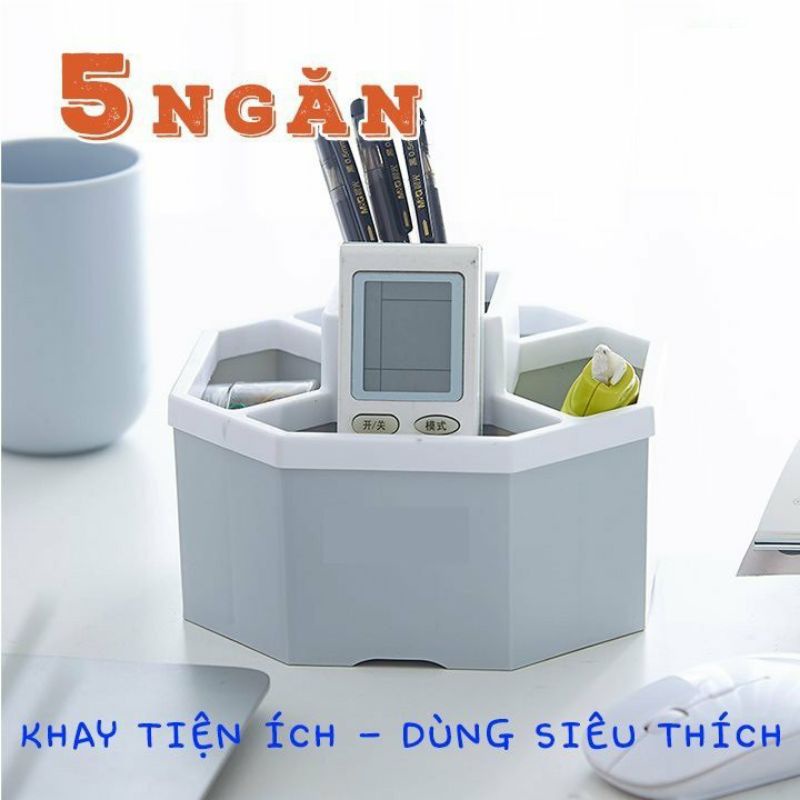 Khay tiện ích lục giác, khay đựng bút, điều khiển 5 ngăn