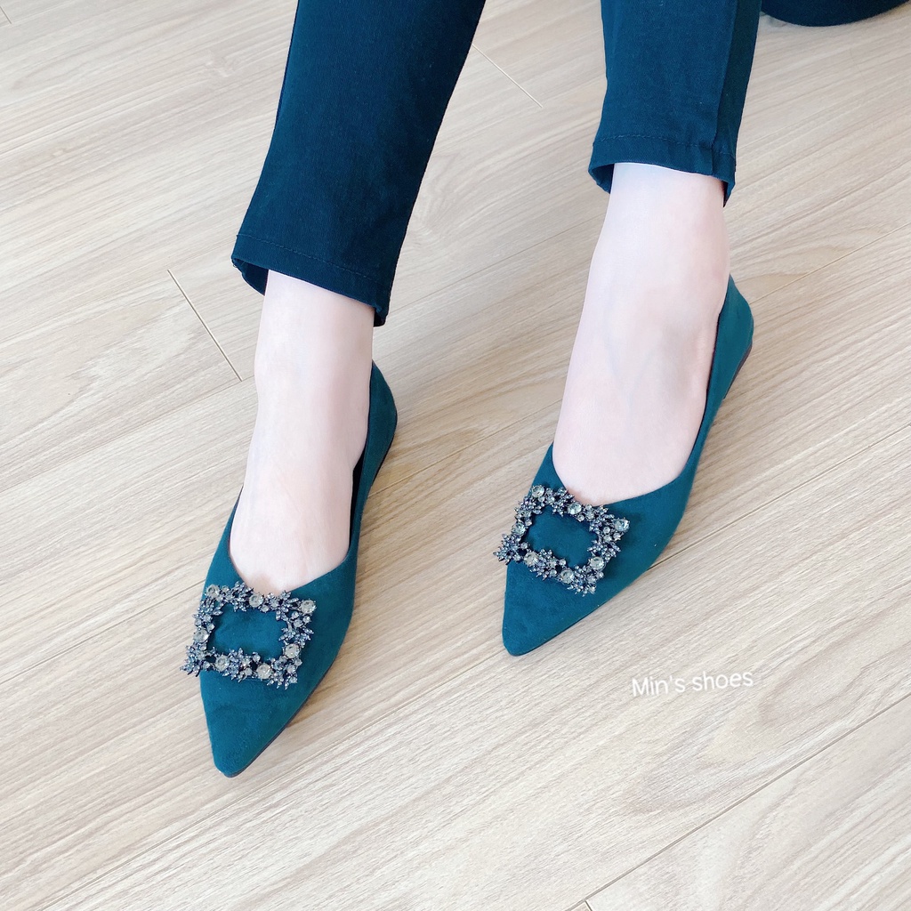 Min's Shoes - Giày Bệt Đá Da Lộn B356 Xanh