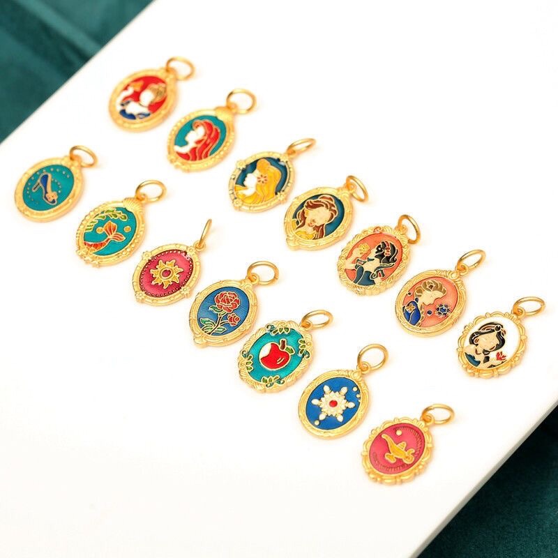 [Hàng Có Sẵn Giao Hàng Ngay Lập Phương] Mặt Dây Chuyền Hạt Chống Trượt Không Gây Dị Ứng Có Đệm Chống Dị Ứng Hình Công Chúa Cổ Điển Màu Vàng Hồng Nàng Tiên Cá Bạch Tuyết Nàng Tiên Cát Trang Sức Tự Làm