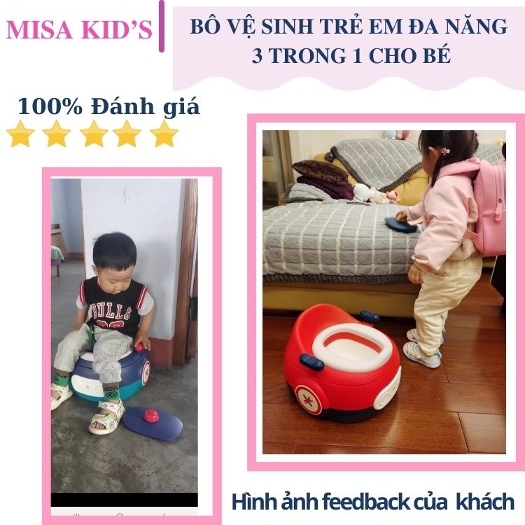 Bệ Lót Thu Nhỏ Bồn Cầu Có Tay Vịn Cho Bé, Bô Vệ Sinh đa năng Rvono [QUÀ TẶNG] nhập khẩu Misa kids