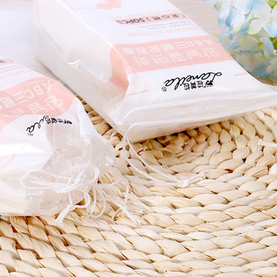 50 Miếng Bông Tẩy Trang Lameila Hickies lacing system hình vuông, 3 lớp, chất liệu cotton
