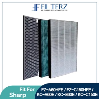 Filterz fit Sharp FPJ60LW FPJ80LH KCA60 KC860 KCC150 FZ-A60HFE HEPA & Carbon Filter [Built In Pre-Filter] [Local]