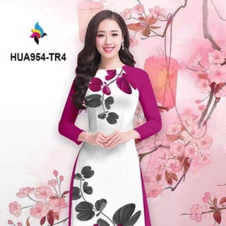 Áo dài 3d hình lá đỗ/ 1 bộ