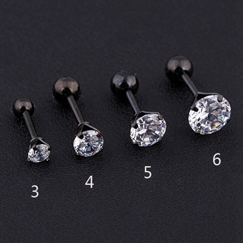 Khuyên tai bằng chất liệu thép titan đính trang trí đá zircon