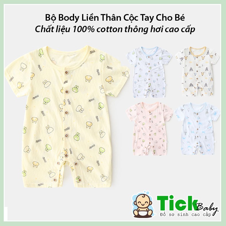 Bộ Body Cho Bé, Bộ Liền Thân Bé Sơ Sinh Từ 3 - 12 Tháng Chất Liệu Cotton Mềm Mát