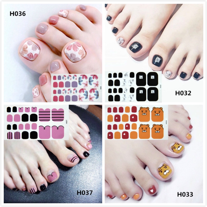 Miếng Dán Trang Trí Móng Chân Giả Đầu Vuông Màu Sắc Trơn Chống Thấm Nước Chống Mòn Tiện Dụng