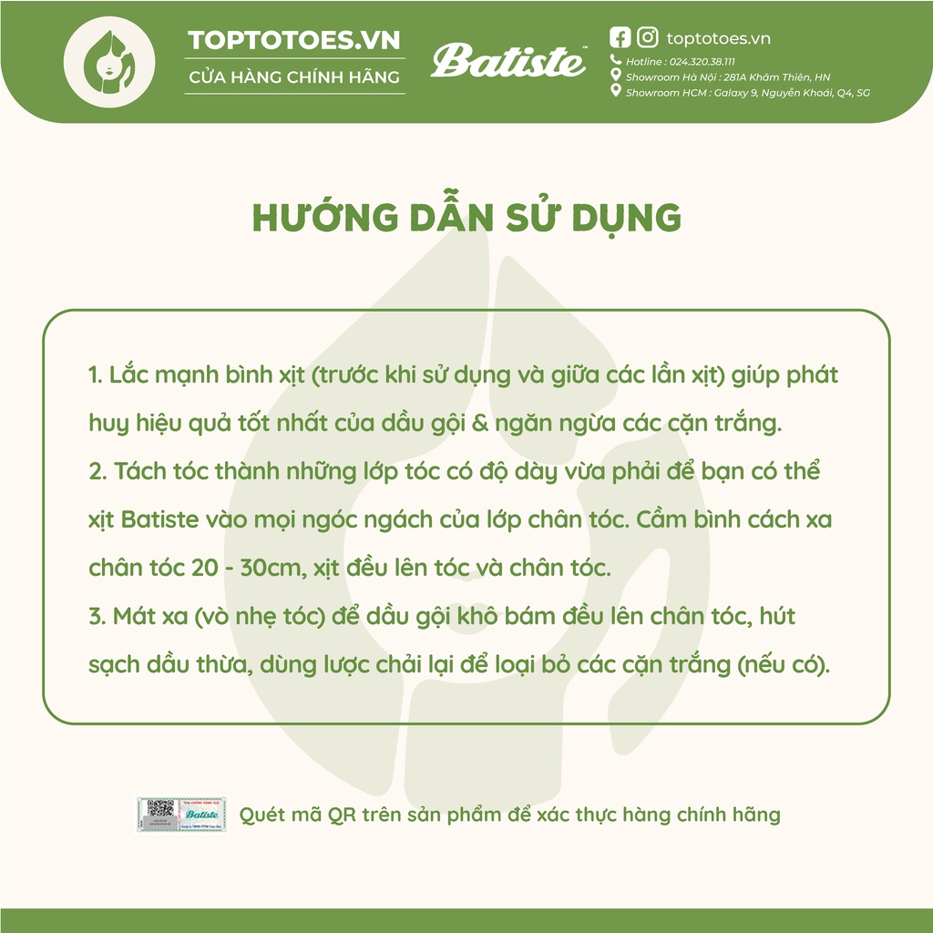 Dầu gội khô Batiste Dry Shampoo dòng chuyên sâu giải quyết mọi vấn đề về tóc 200ml