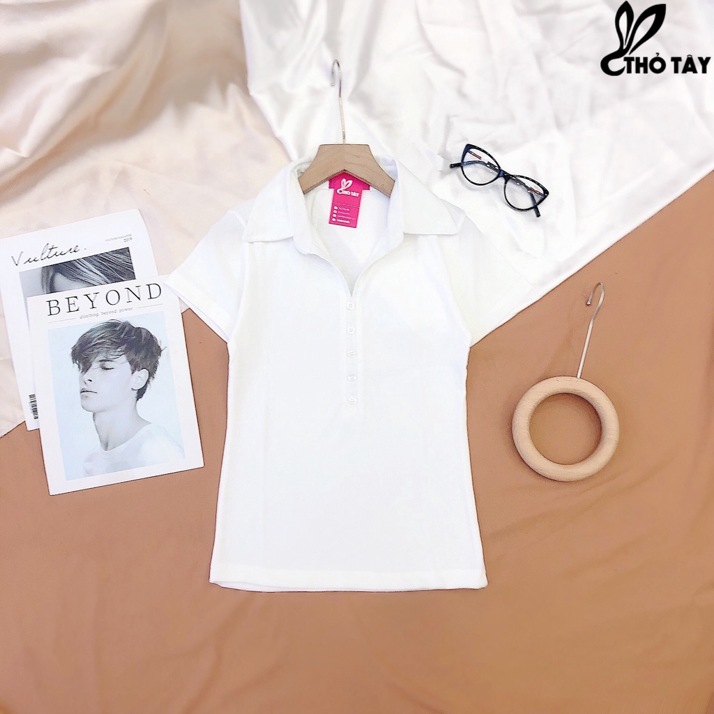 Áo thun nữ trơn cổ bẻ nhiều màu THỎ TÂY AT220C70 | BigBuy360 - bigbuy360.vn