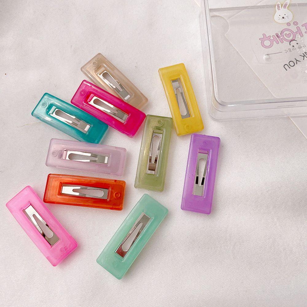 Kẹp Tóc Bằng Nhựa Acrylic Hình Vuông / Giọt Nước Dễ Thương