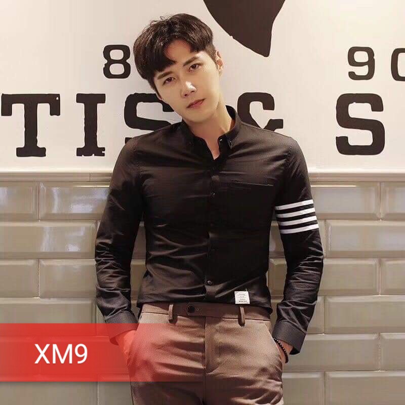 Áo sơ mi nam dài tay cao cấp hàn quốc đẹp kiểu BBR giá rẻ thêu logo mẫu mới AHFASHION | BigBuy360 - bigbuy360.vn
