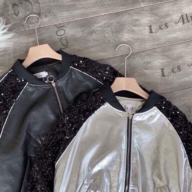 Áo khoác da phối kim tuyến