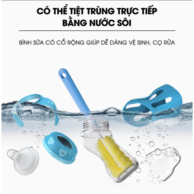 [Tổng kho HN] Bình sữa thủy tinh cổ cong đa năng Tiny baby 180ml
