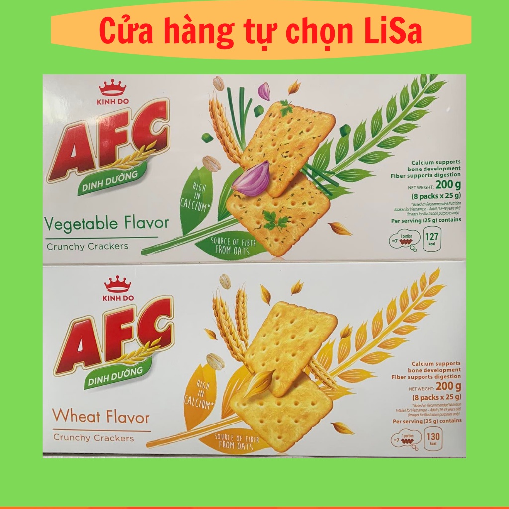 Bánh AFC vị rau / vị lúa mì hộp 200g