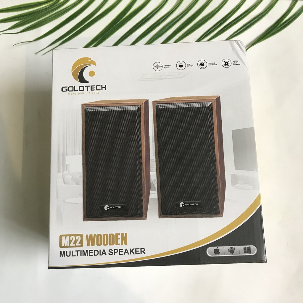 Loa mini 2.0 Goltech M22, Loa Ghỗ mini 2.0 M22, Loa Prime FT 102, Loa máy tính giá rẻ