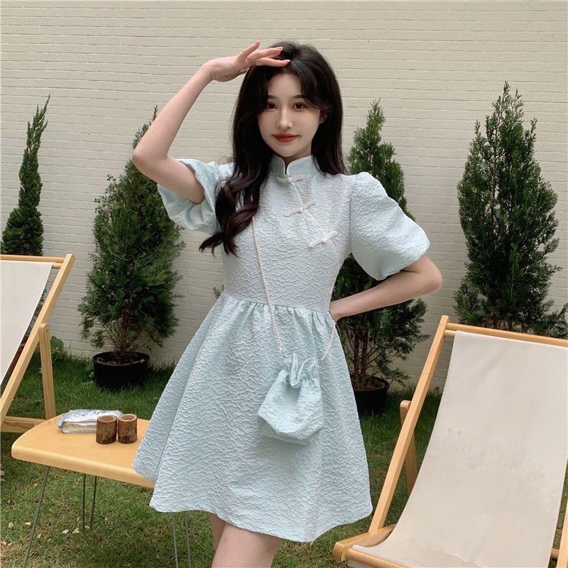 Đầm Sườn Xám Cách Tân Dáng Chữ A Thiết Kế Mới Thời Trang Mùa Hè Theo Phong Cách Pháp Cho Nữ 2022