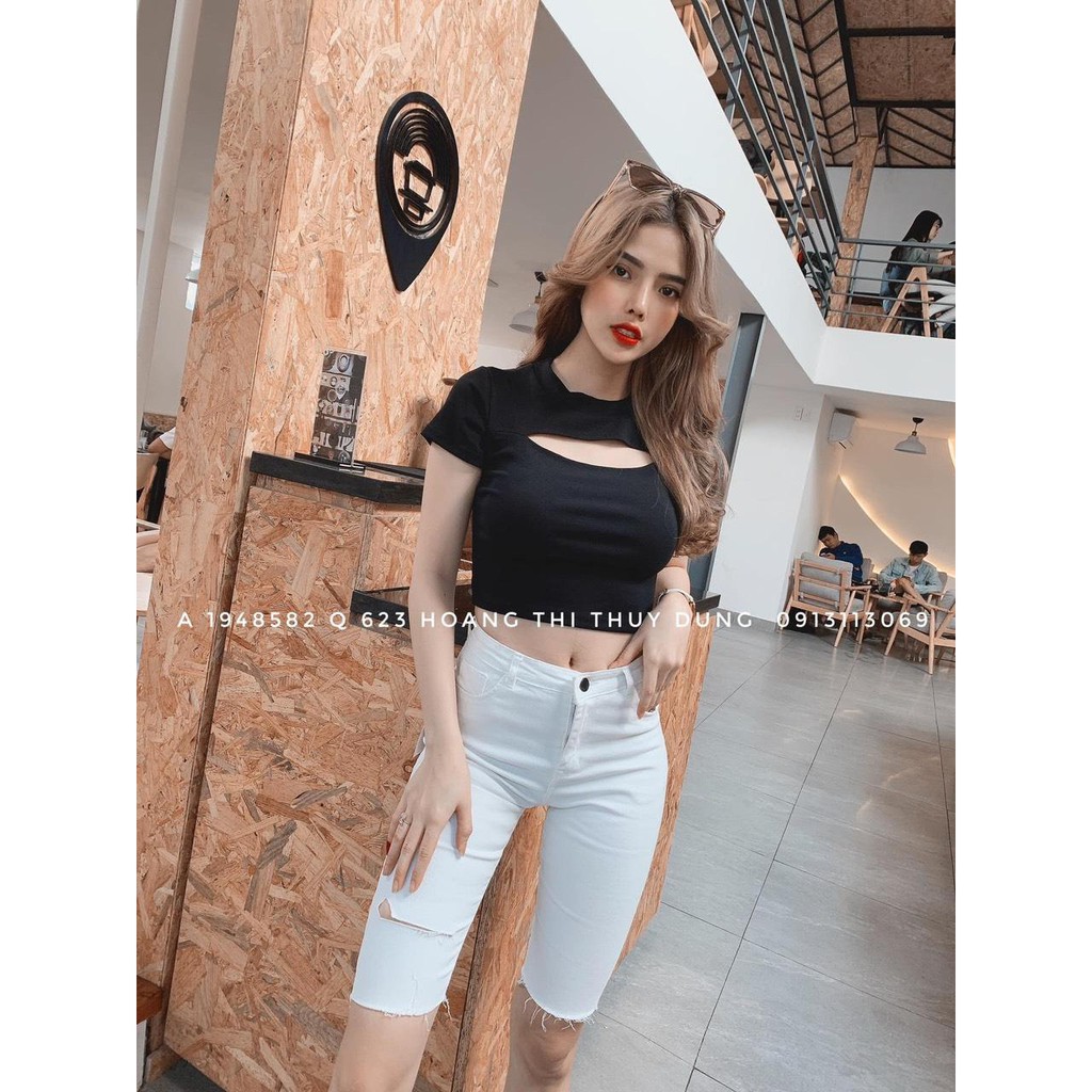 ÁO THUN CROPTOP KHOÉT NGỰC chất co giãn tốt Tanii Clothing