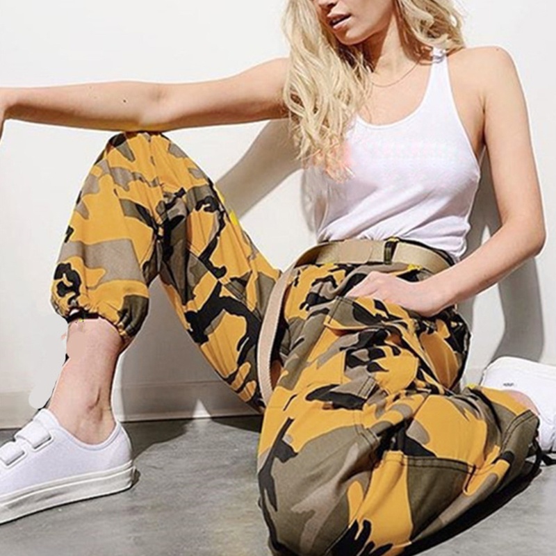 Quần Jogger Họa Tiết Rằn Ri Phối Túi Phong Cách Hip Hop Cá Tính Cho Nữ